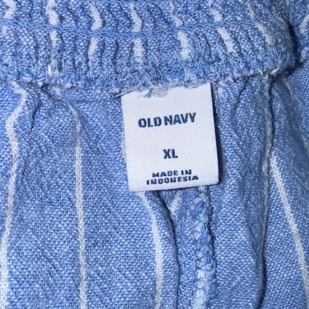 Old Navy Sleeveless Cami Jumpsuit Women's Size XL Blue Striped Linen Blend